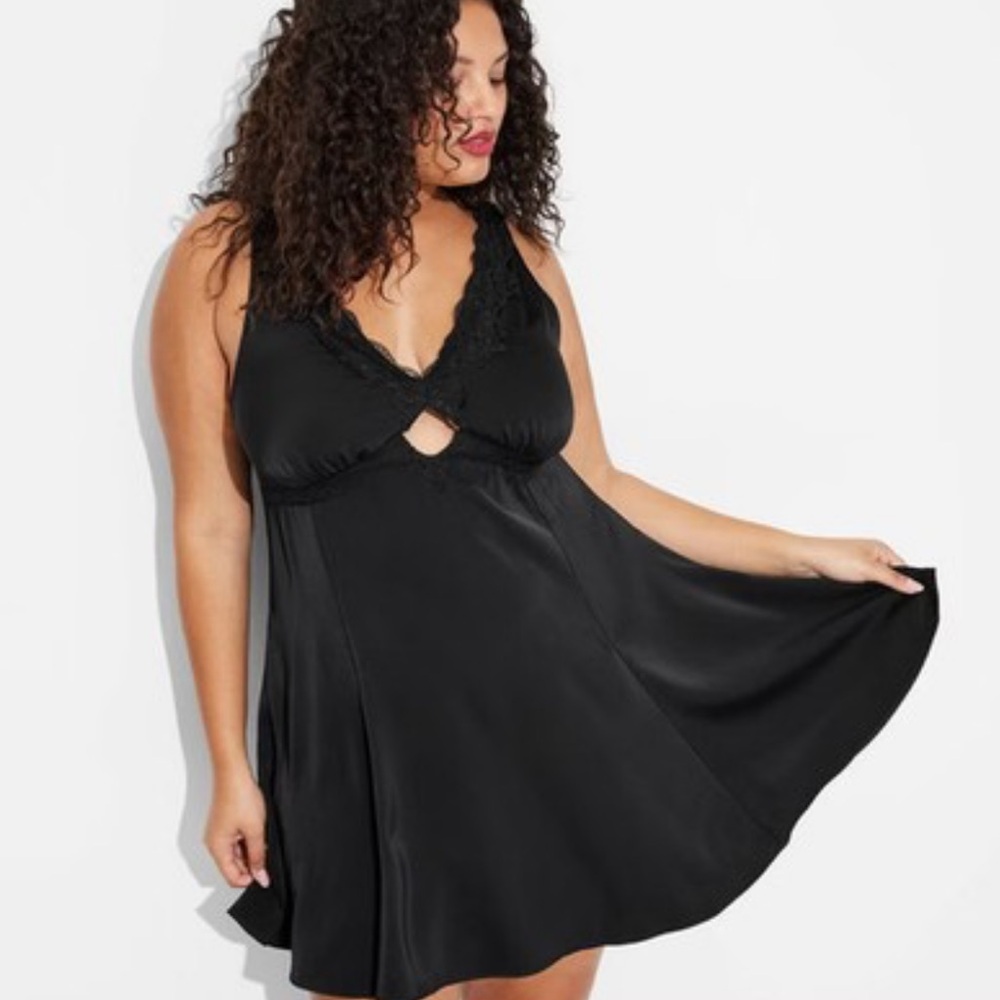 Wild Fable Black Lace Trim Nightgown